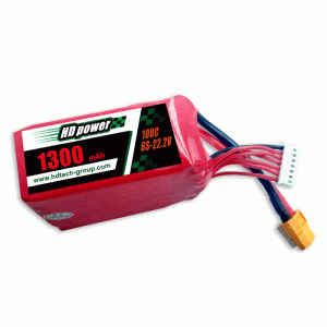 Pin lipo HD POWER 1300mAh 100C 6S 22,2V FPV